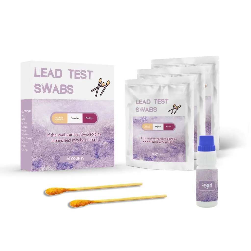 Lead Test Swab Kit (10 Pcs Lead Testing Swabs in Sealable Bag) 30-Second Results by Using Water Only. Lead Test Strips