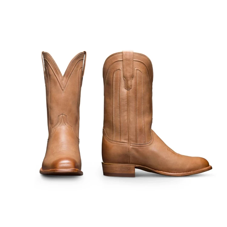 Новинка, хлопковые повседневные западные для верховой езды Мужская обувь с квадратным носком; Мужские ботинки до середины икры ковбойские сапоги