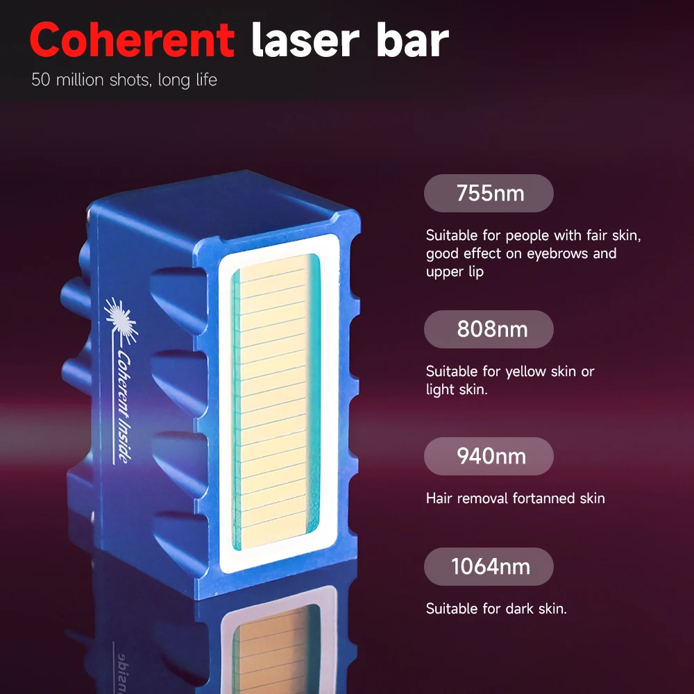 4-in-1 808nm Diode Laser Machine 3000W Stationary Hair Removal with 4 Adjustable Wavelengths and Spot Size for Optimal Results