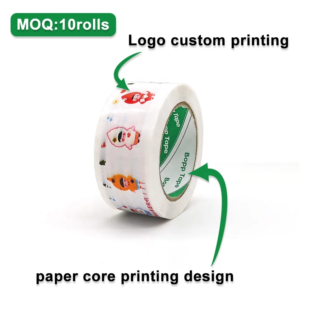 Custom printed logo clear packaging tape self adhesive yellow brown colored carton sealing BOPP packing tape