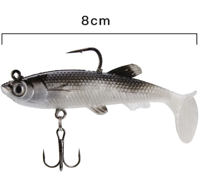 New In 2024 80mm/13.5g T-Tail Rolled-tail Lead Fishing Lure Soft Silicone Fishing Lures Lifelike Wobbler Fishing Pesca
