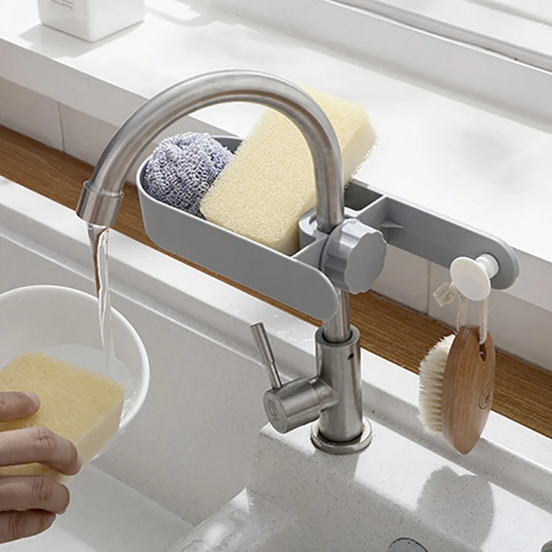 Kitchen Sink Drainage Rack, Sponge Storage Faucet Bracket Soap Drainage Rack Basket Storage Device Storage Holders & Racks 20