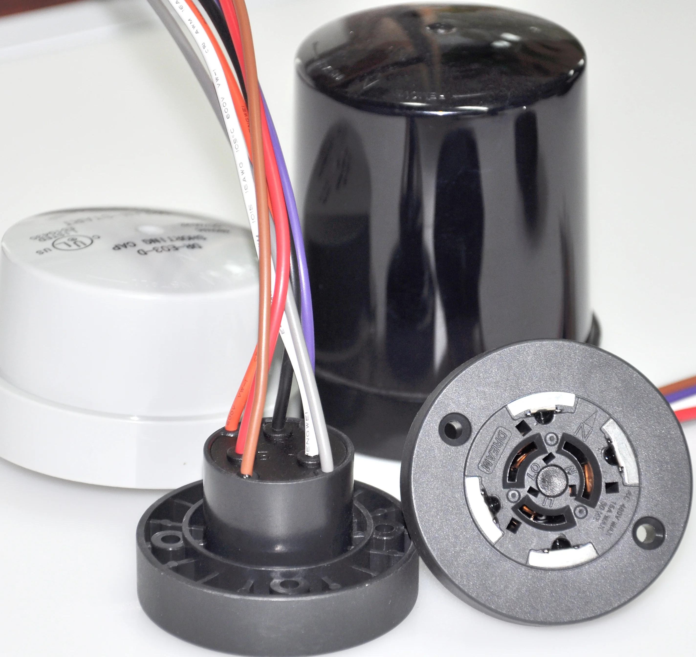 Smart City LED outdoor lighting NEMA 5 pin dimming receptacle and controller enclosure