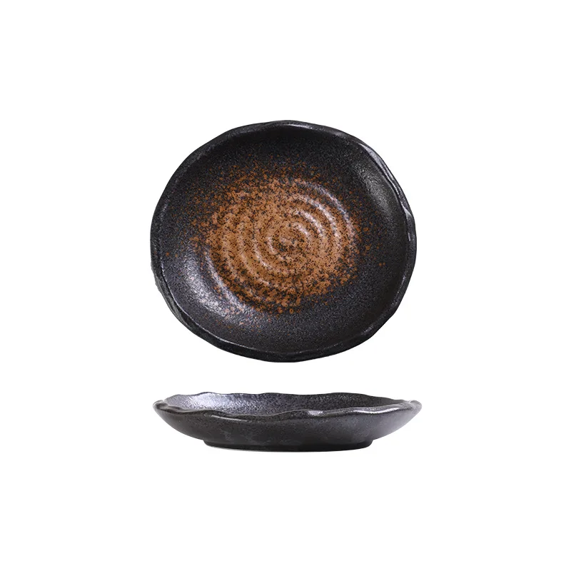Wholesale Restaurant Tableware Japanese Ceramic Plate Irregular Dinner Plate Home Creative Tableware
