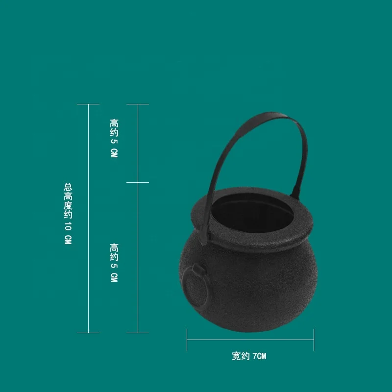 Skull Jar Witch Barrels Halloween Candy Buckets Cauldron Decoration Mist Smoke Fog Plastic Black Party Prop