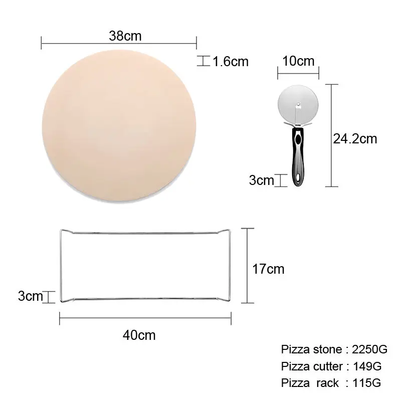 Heavy Duty Round Cordierite Baking Stone Thermal Shock Resistant Cooking Stone for Oven and Grill Pizza Stone Set