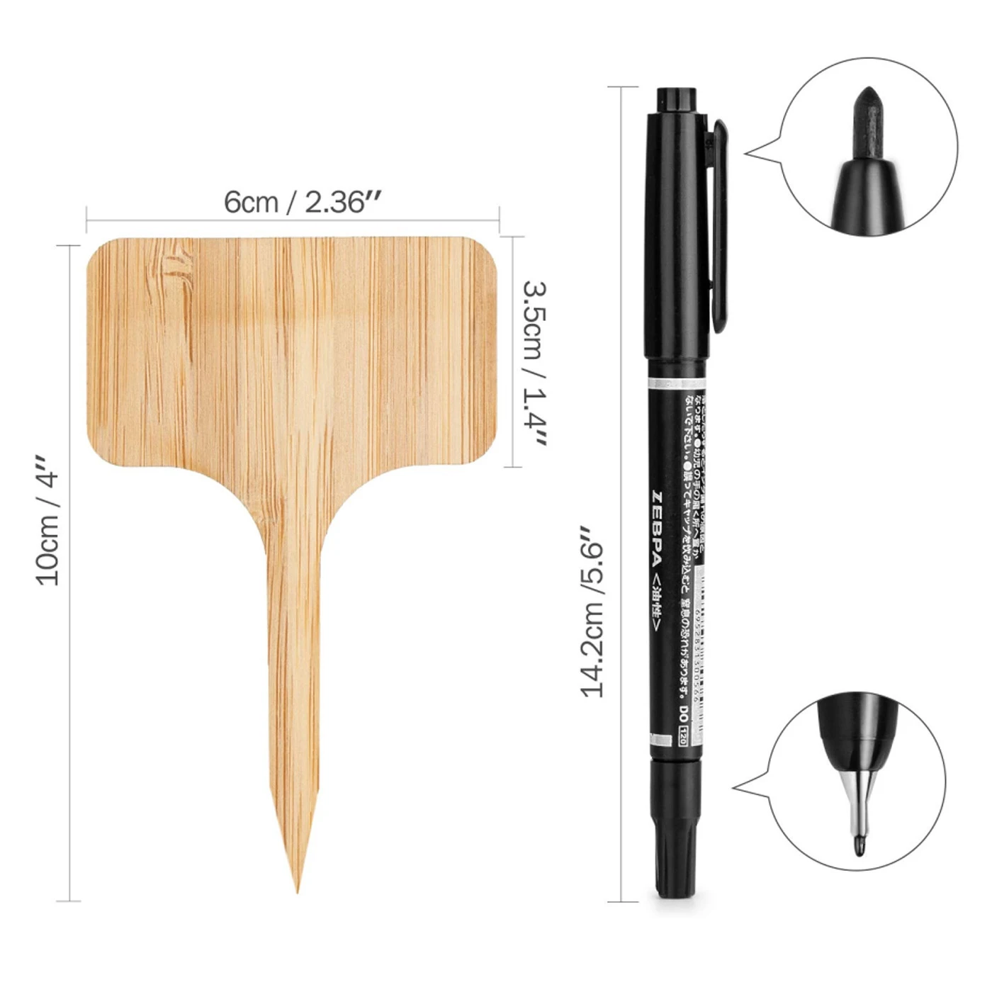 Bamboo Plant Labels Garden Markers T-Type Plant Tags Flower Marker Thick Tag Label