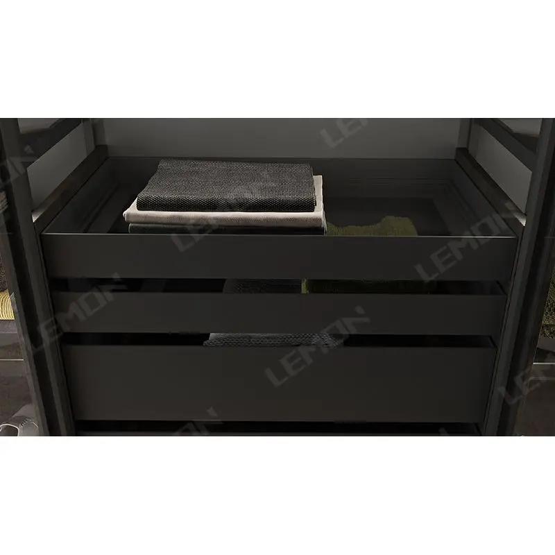 Metal Black Closet Wardrobe For Bedroom Used Aluminum Glass Cabinet Sliding Doors Modern Furnitures