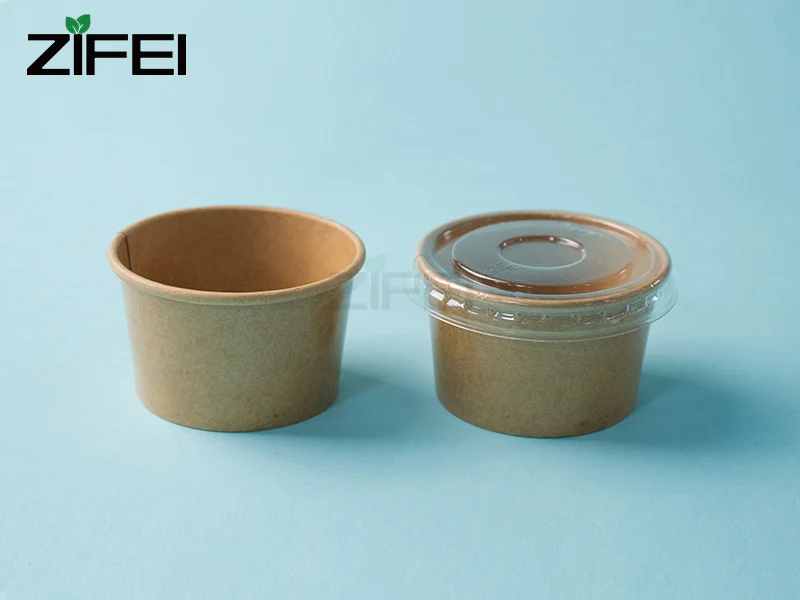Custom Biodegradable Kraft Paper Cup Small Printer 1.5oz 2oz 3oz 4oz Disposable 45ml Small Sauce Dip Cups With Lids