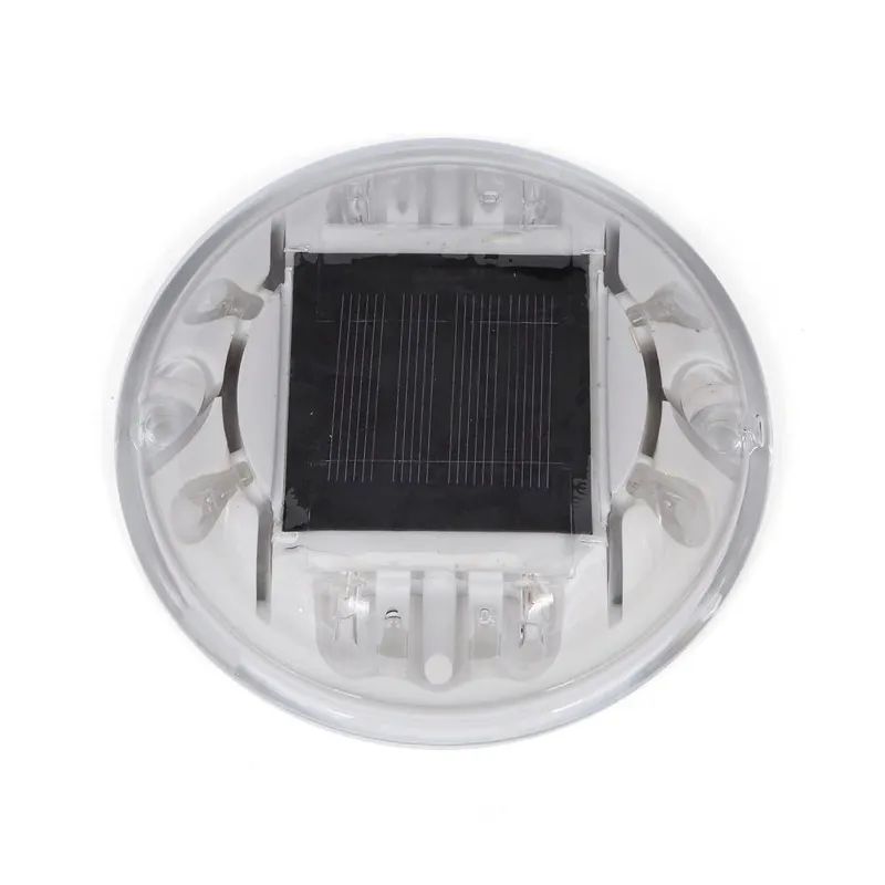 8 LEDs PC Material Housing Traffic Warning High Pressure Resistance Shell Round Pavement Marker Light Flashing Solar Road Stud