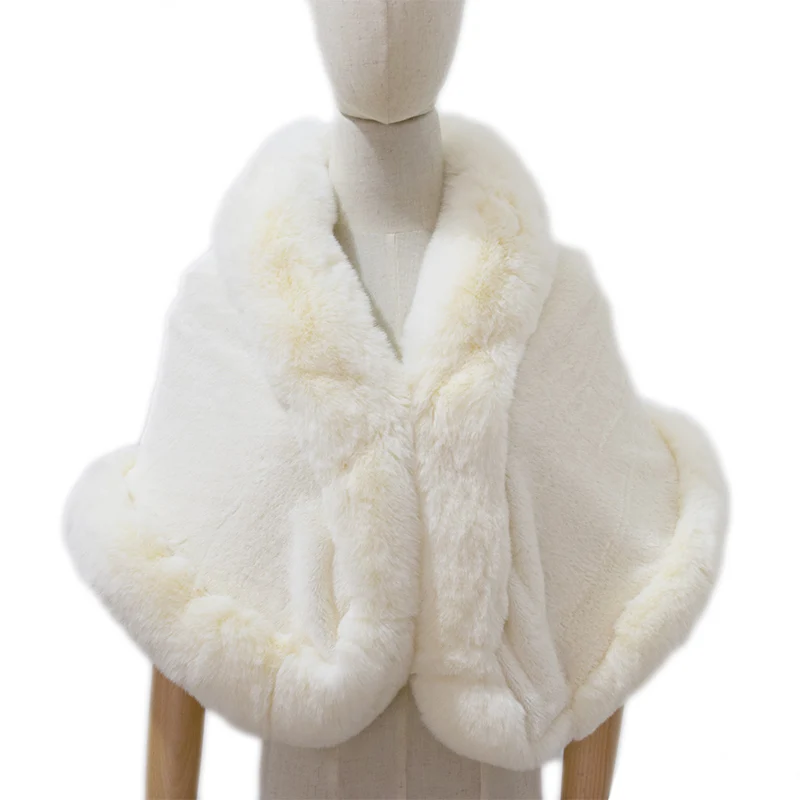 Модный белый воротник, одеяло из искусственного кроличьего меха, шаль, накидка для женщин, Осень-зима, теплый