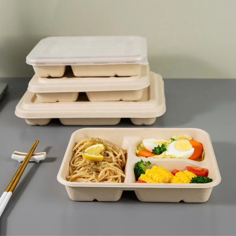 Eco Friendly Bio-Degradable Disposable Meal Box Bagasse Lunch Box Sugarcane Food Container For Fast Food