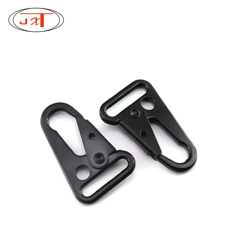 China factory zinc alloy backpack sling hook key chain fitting black snap hook support customized logo
