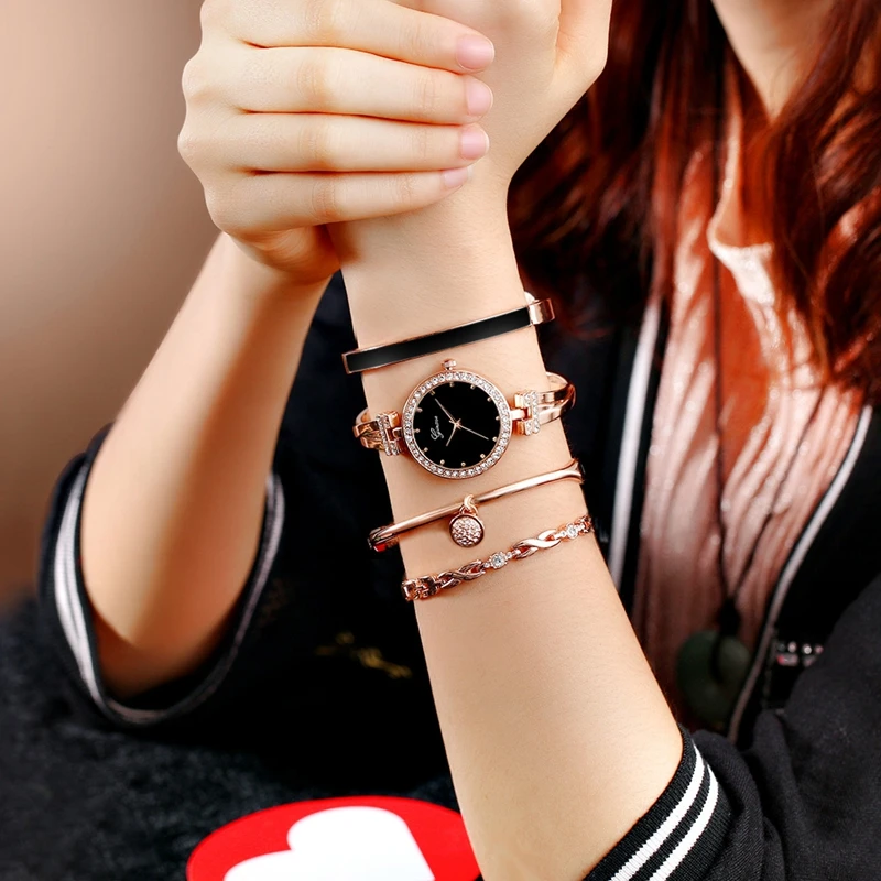 Fashion Design Quartz Bracelet Wristwatches Casual Women Dress Watch GINAVE Brand Stainless Steel Female Clock Relogio Feminino
