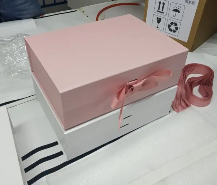 Картонная Складная подарочная упаковочная коробка с логотипом на заказ с ленточным бантом