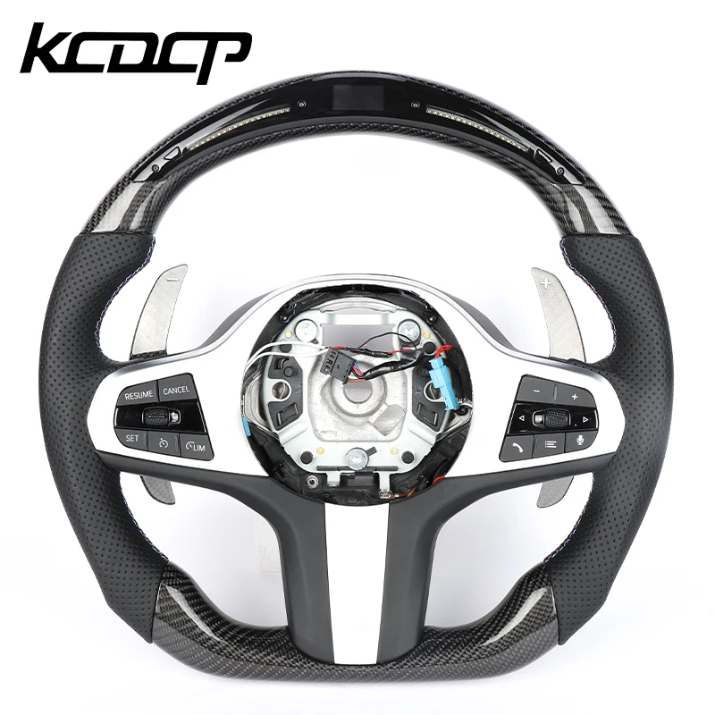 Fit For BMW G80 G81 G82 G83 G84 F90 X7 M3 M4 M5 M8 Car Carbon Fiber LED Steering Wheel