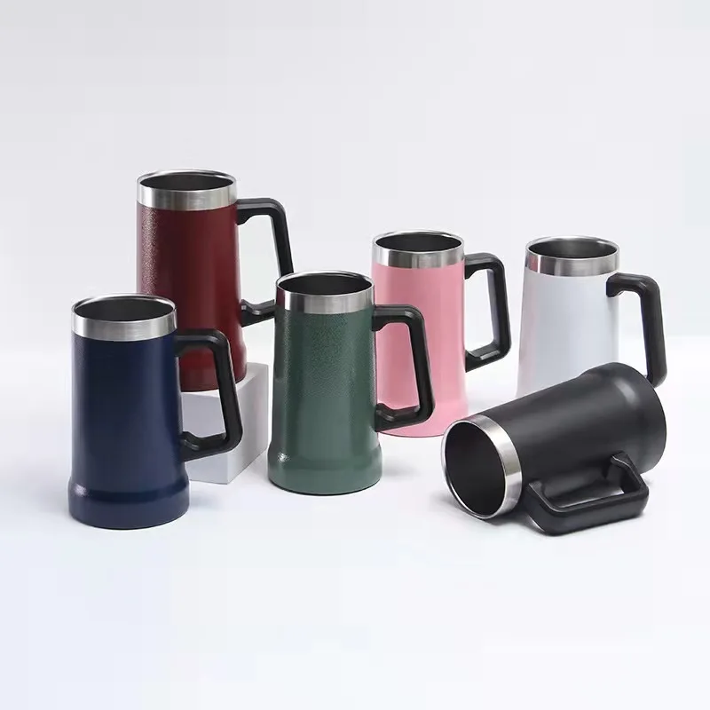 Stainless Steel Beer Mug 24oz Insulation Vacuum Coffee Mug Big Grip Beer Stein Cup Double Wall Water Tumbler