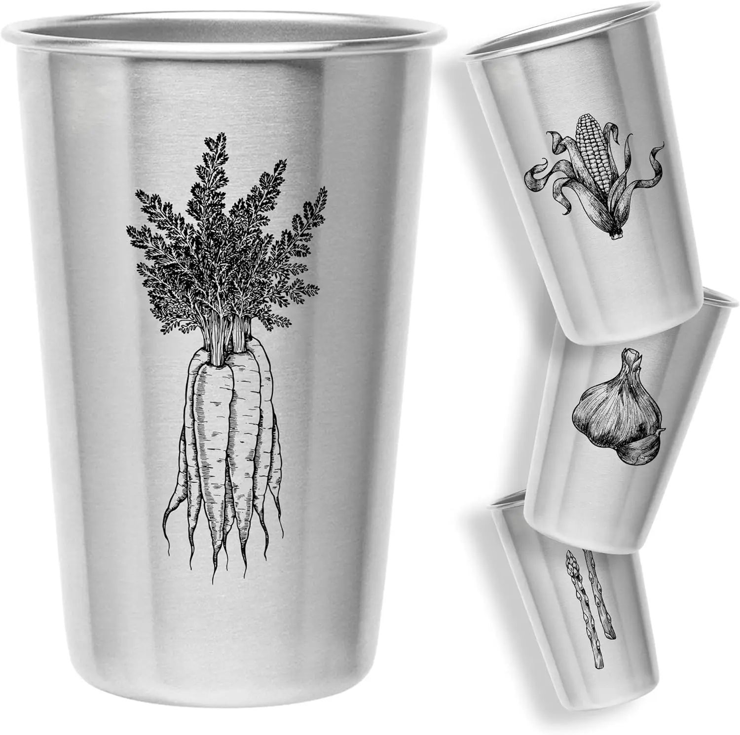 Stainless Steel Pint Cup,Healthy Unbreakable and Stackable,Metal Drinking Glasses