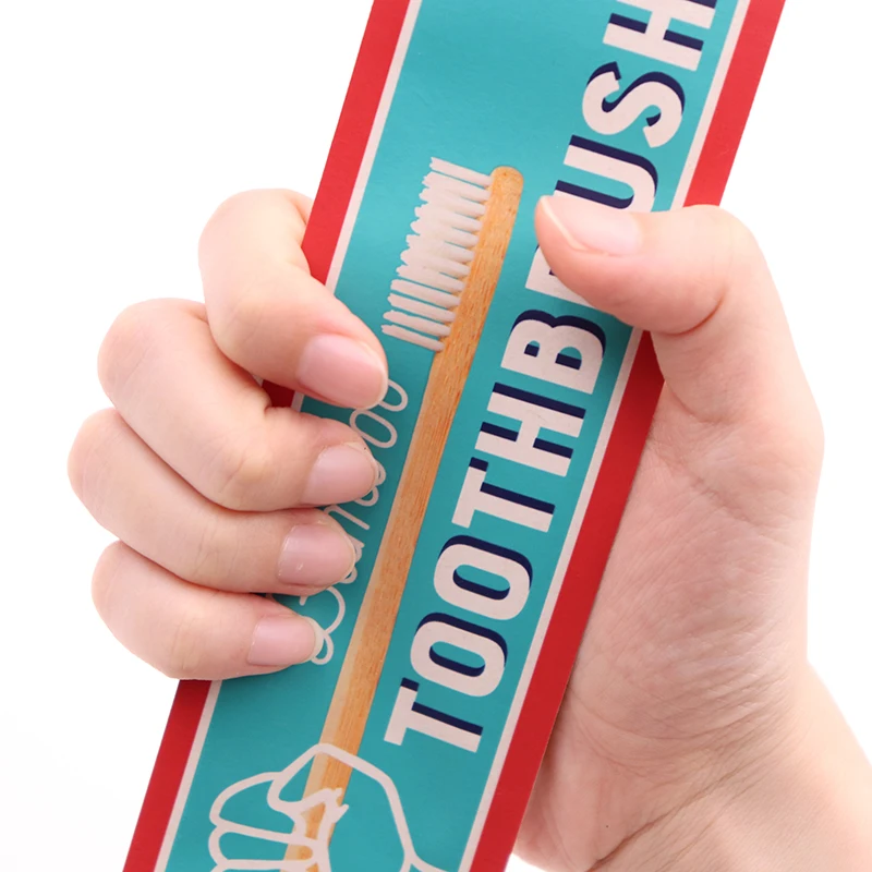 Custom printed strip shaped ziplock kraft paper packaging sachet toothbrush heat sealing kraft paper packing pouch