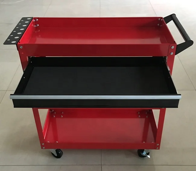 Cheap Steel 1 drawer 2 mesh plate 3 tray tool carts  trolley service counter