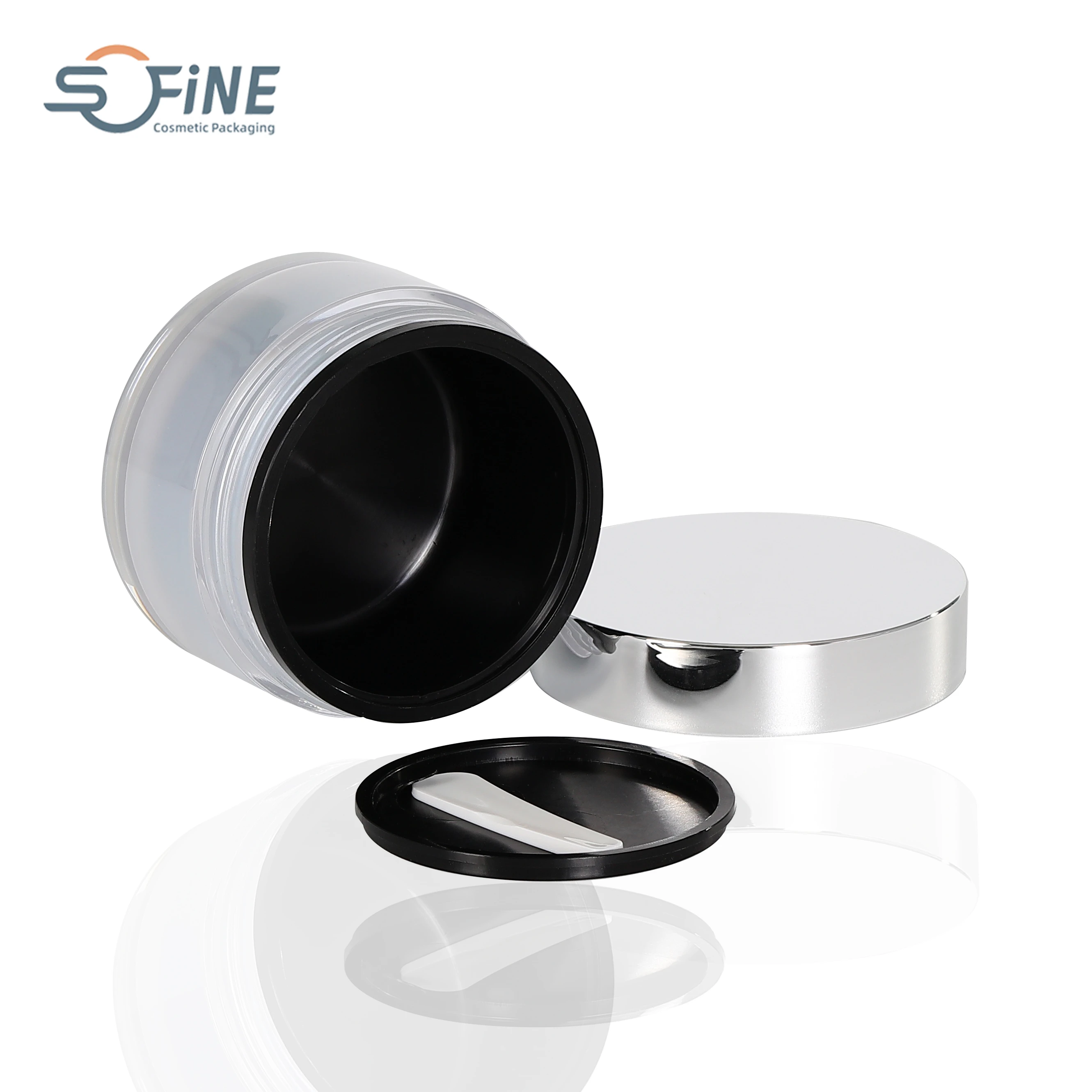 100G  luxury round jar cream container with plastic lid for cosmetic packaging