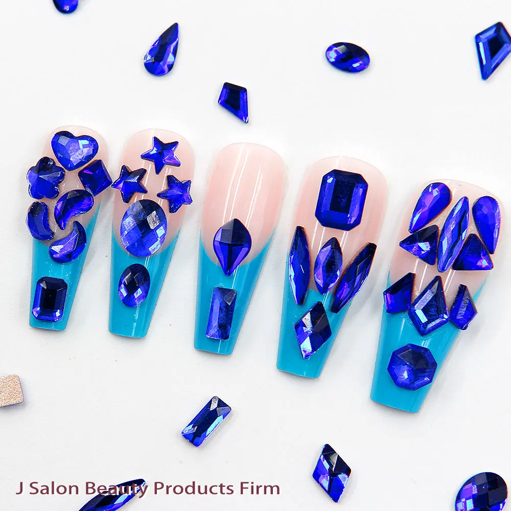 
20 Grids/box Shinny glass Nail Art Glitter Jewelry nail decoration mixed shape Rhinestone Bead manicure supplies 