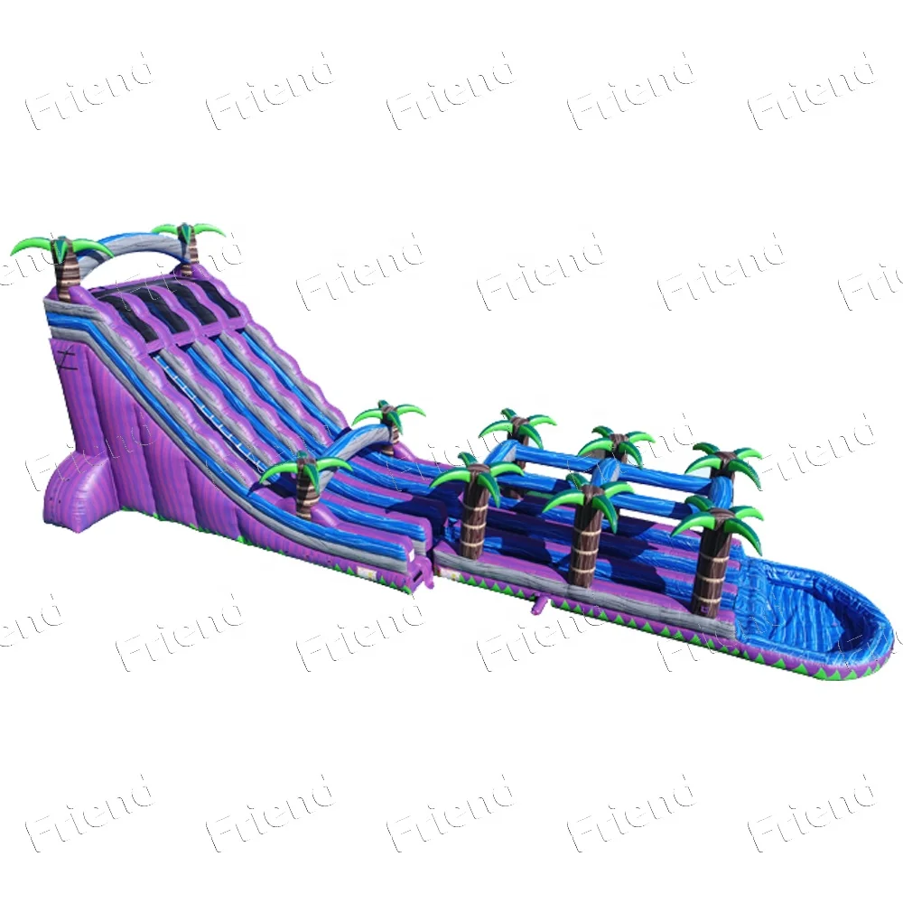 24FT TRIPLE LANE PURPLE PARADISE Inflatable Water Slide For Sale