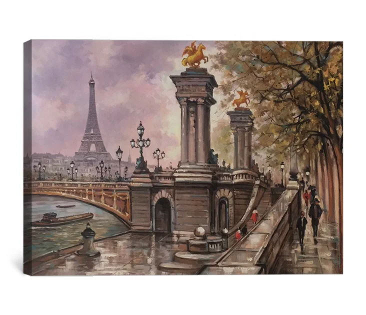 Eiffel tower oil painting of paris France building oil painting on canvas for sale