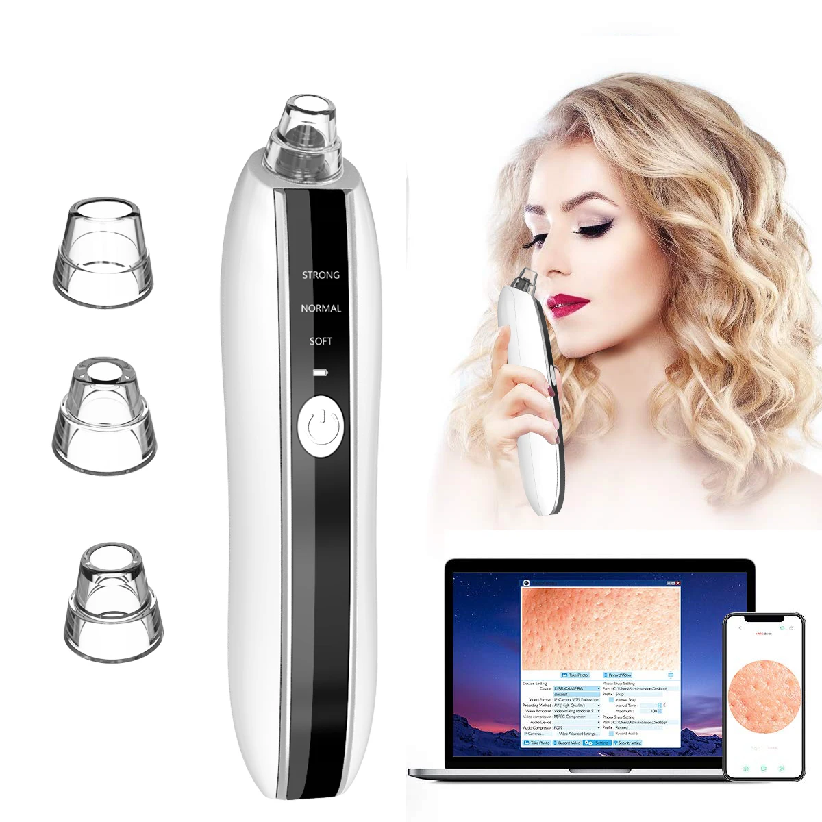 Visual HD Pore WIFI Visible Electric Pore Cleaner Lifting Moisturizing Vibration Face Tool Visual Blackhead Remover Vacuum