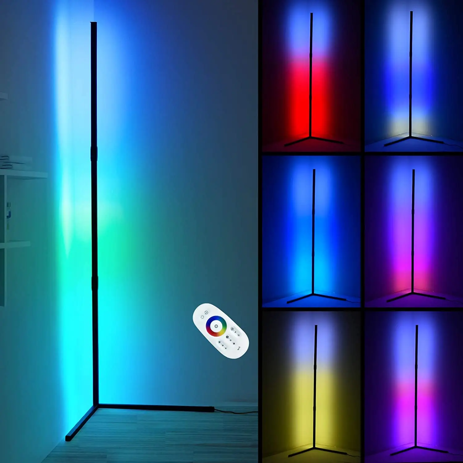 Современная черная светодиодная простая напольная лампа RGB для спальни меняющая цвет минимальная угловая подставка самая