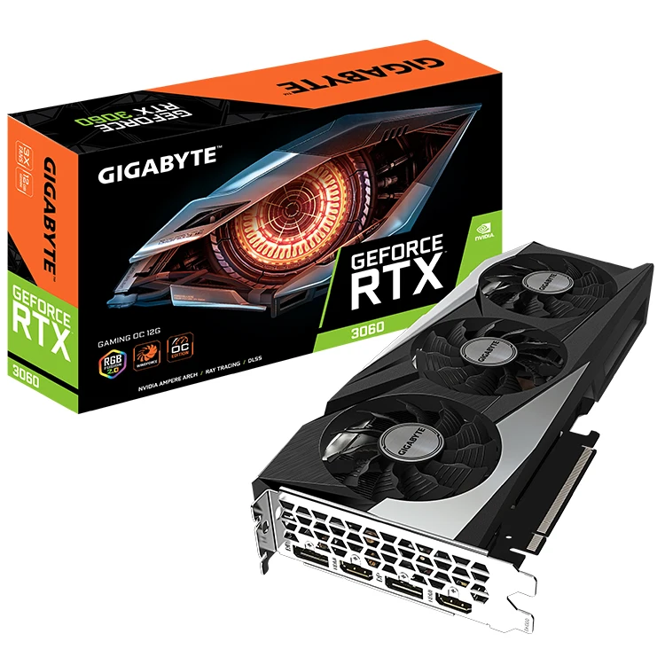 GIGABYTE NVIDIA GeForce RTX 3060 GAMING OC 12G (rev. 2,0) видеокарта интегрирована с 12гб GDDR6 192-битным интерфейсом памяти
