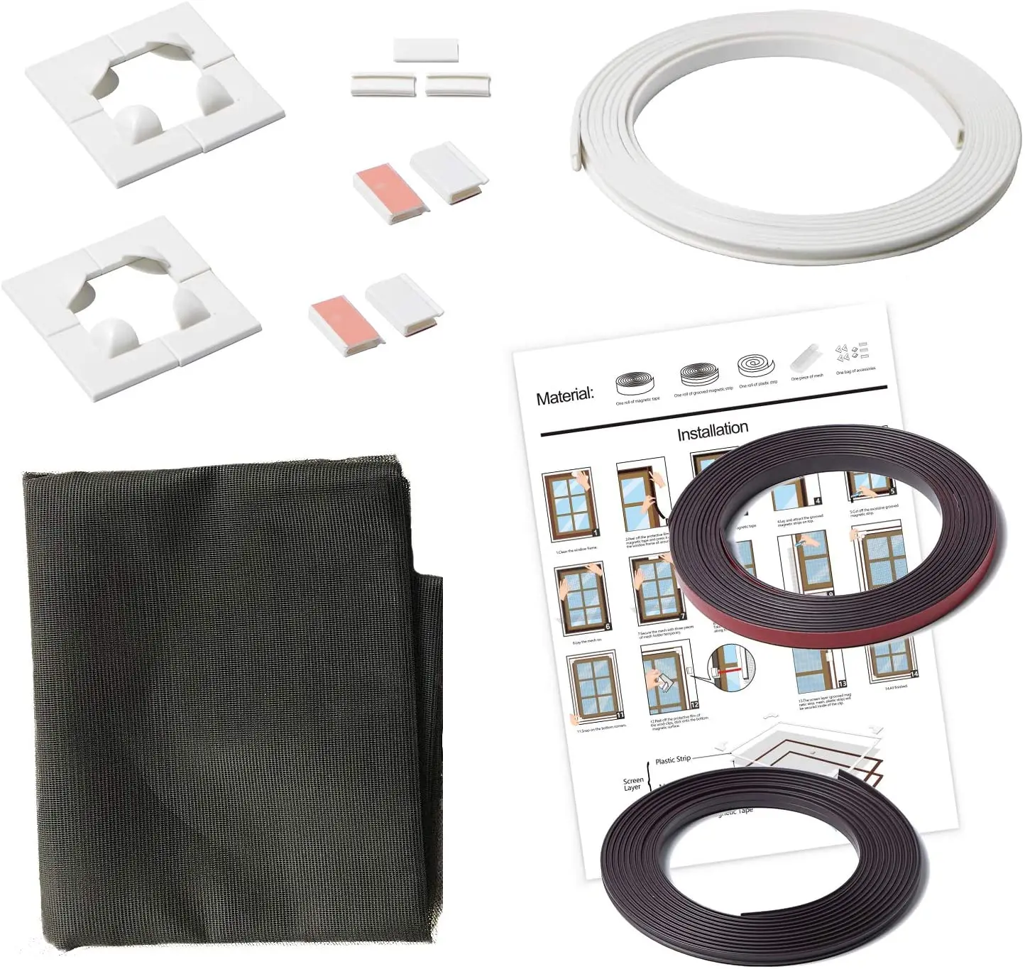 2022 DIY Magnetic Window Screen Set with Bendable PVC Tape