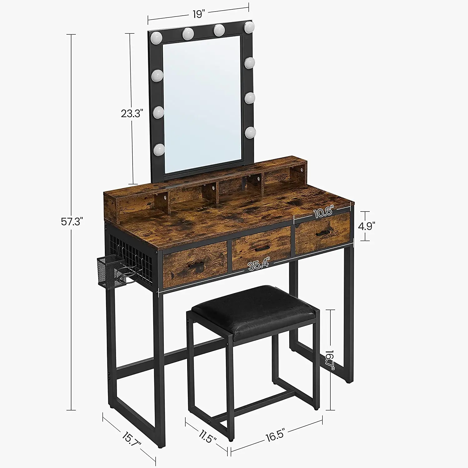 Big Size Design Wooden Makeup Vanity Luxury Glass Mirror Dressing Mirror Table With Led Mirror