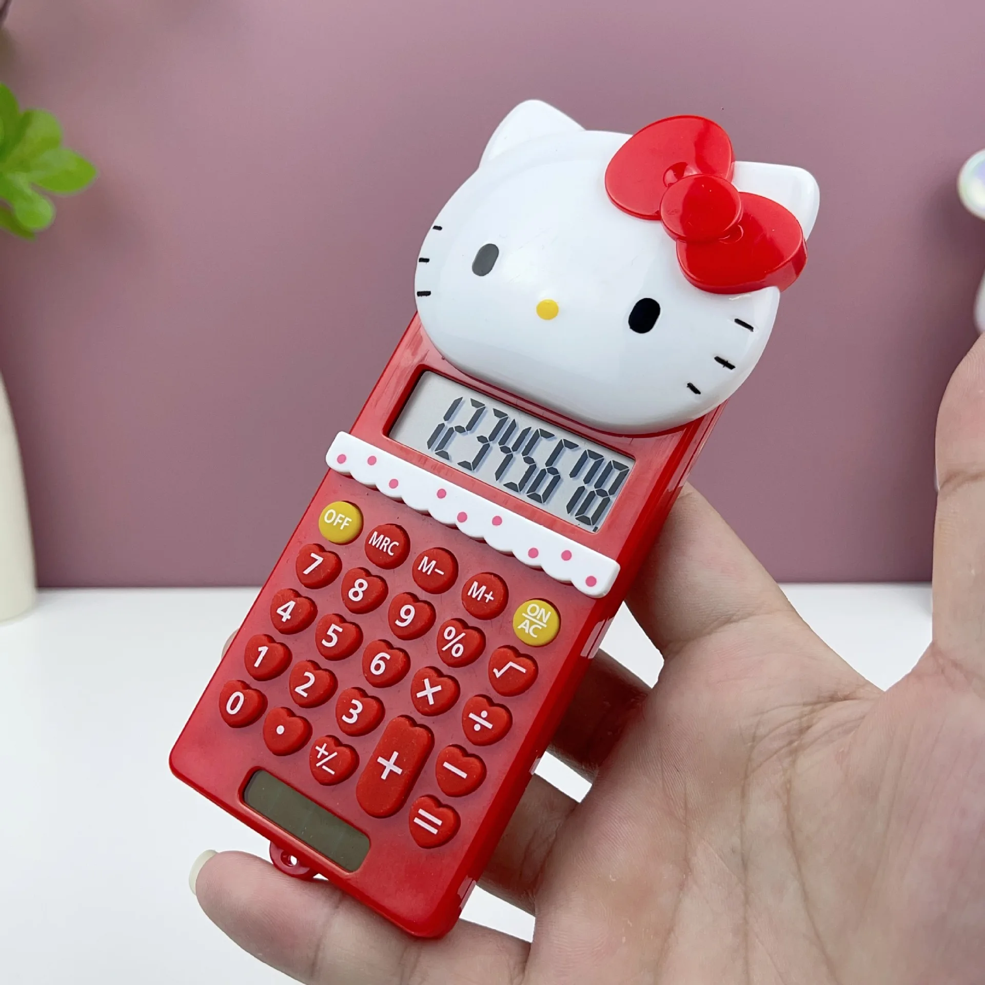 Kawaii Creative Sanlio Kitty Cat Calculator for Students Stationery Prizes Lovely Cartoon Hello KT Calculator