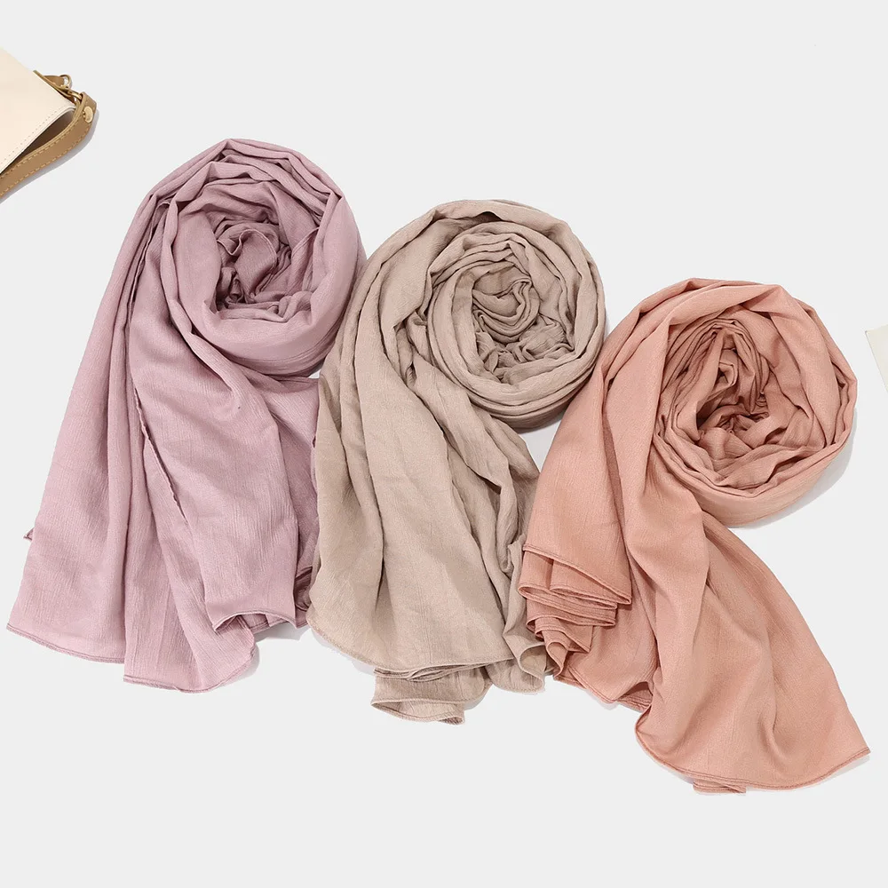 2024 new arrive crinkle viscose cotton more soft pleated crinkle cotton hijab scarf
