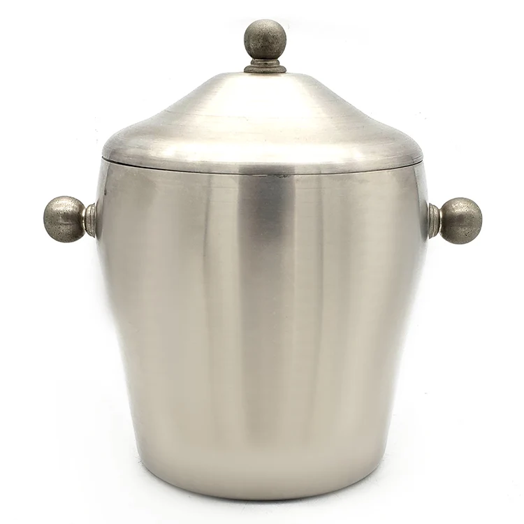 
Hot sale 201 stainless steel metal double wall ick bucket beer cooler with tong&lid for bar 