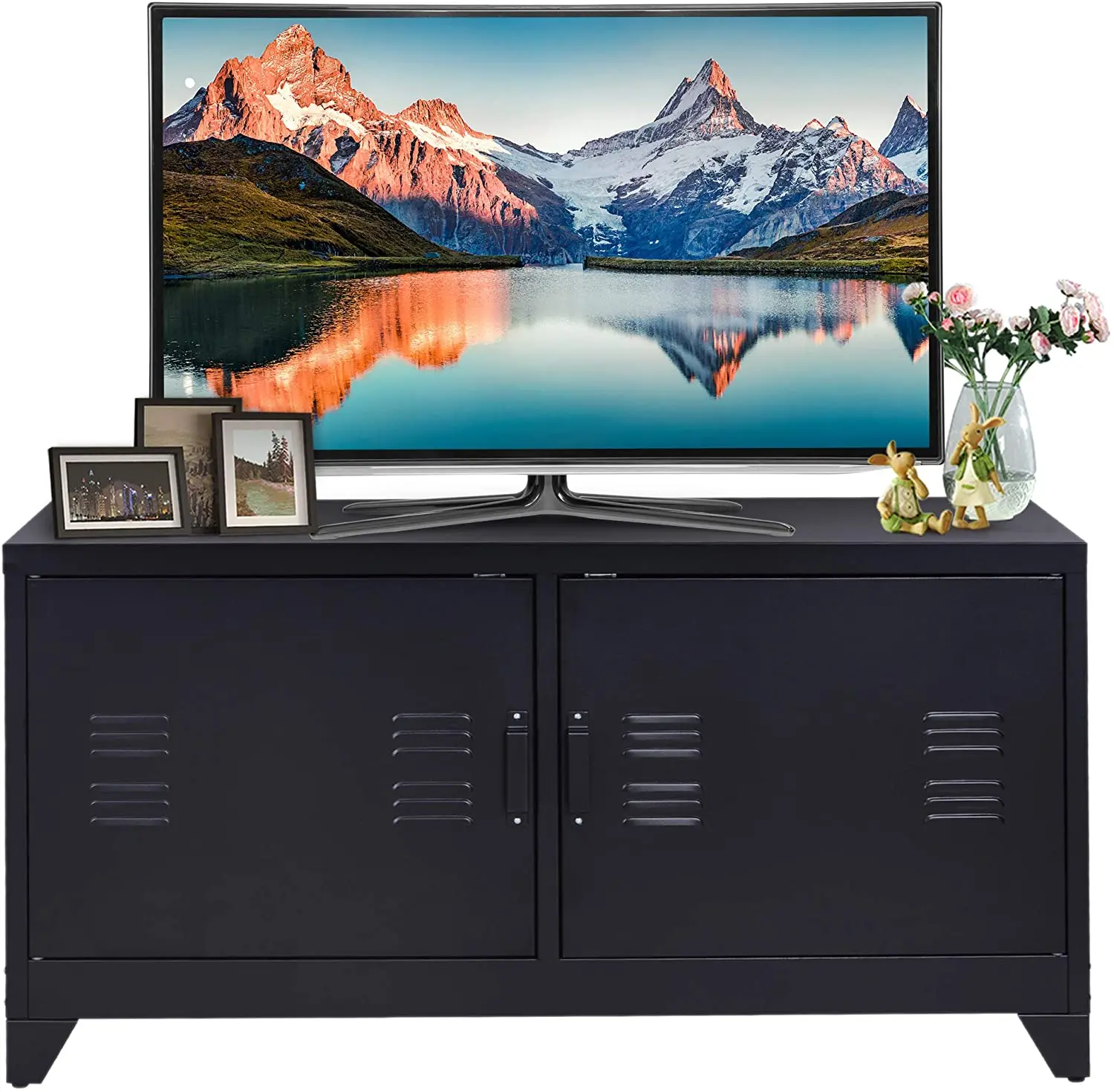 
Industrial Style TV Cabinet tv Stand Media Center Steel Shelf Storage DVD Recorder Receiver Unit Cabinet 