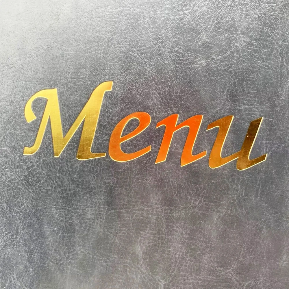 Plastic Page A4 Size PU Leather Hardcover Menu Holders High Quality Folder Menu Book Cover For Restaurant