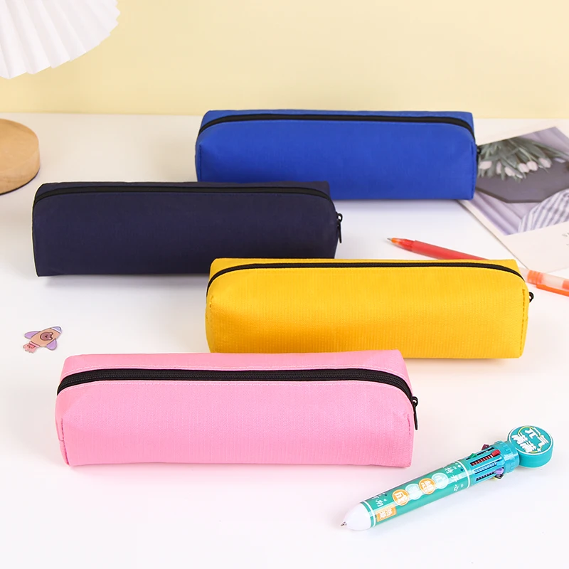 Custom Logo Solid Color Pen Case Bag Large Capacity Beautiful Cute Pen Pencil Pouches Case for Girls School