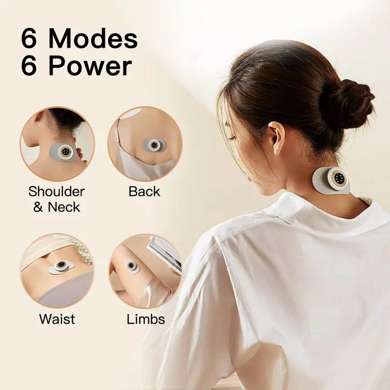Tens Microcurrent Mini Massager Pad Portable Pulse Massager Patch Vibration Relax Ems Muscle Stimulator With Charging Case