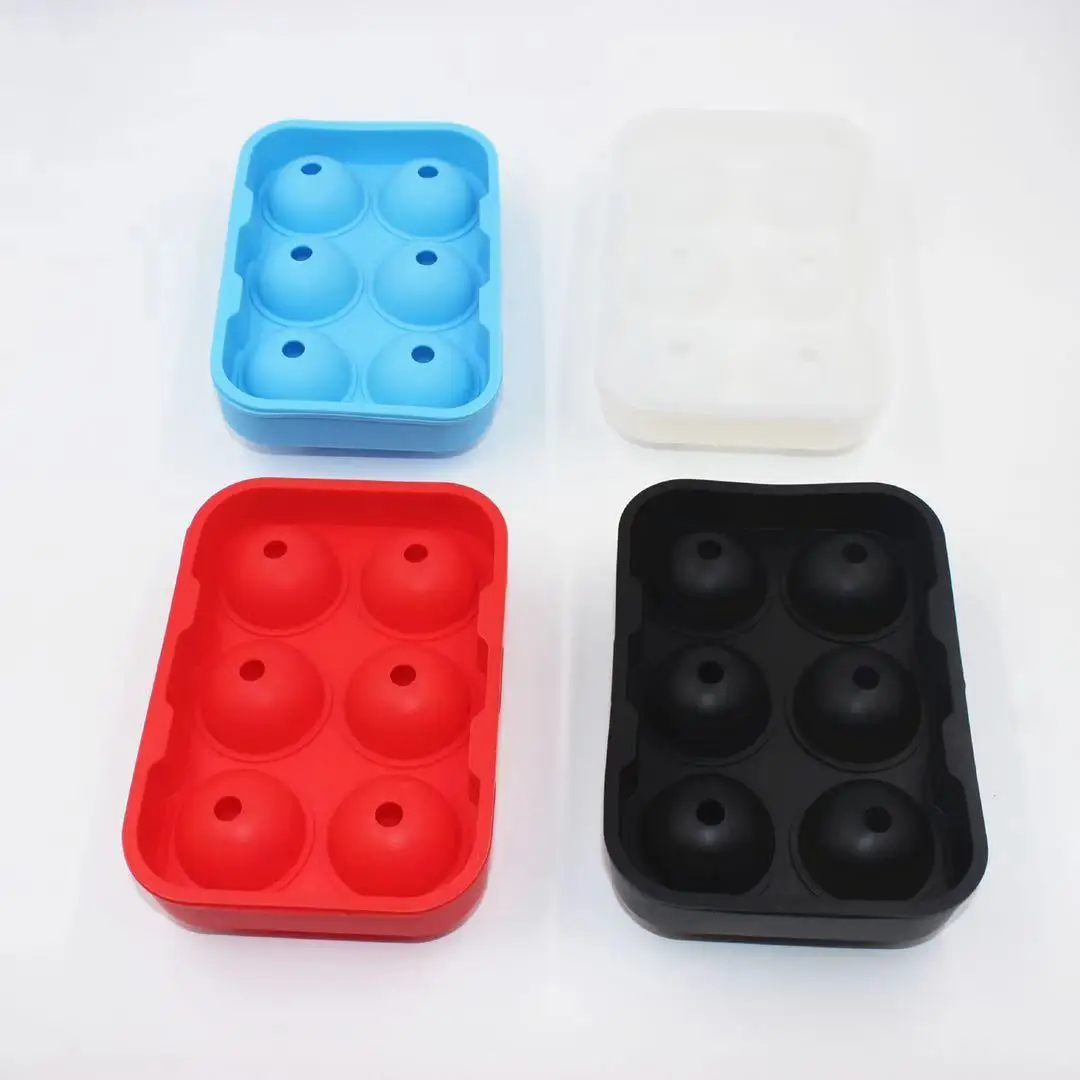 6 Cavity Food Grade Ball Shape Silicone Ice Tray / Silicone Round Shape Ice Cube Tray Mold/Silicone Ice Ball Maker