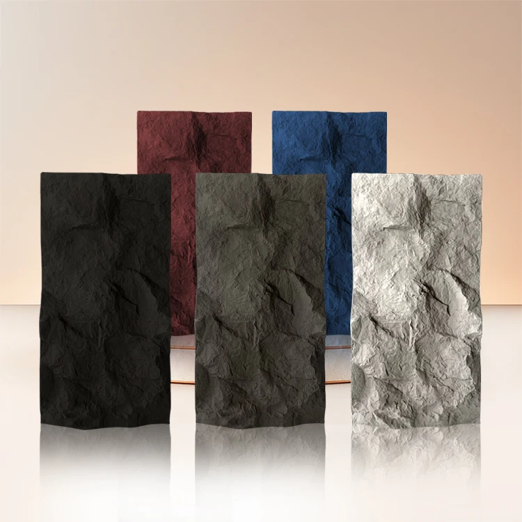 Hot Sale Hard Mushroom Pu Rock Stone Wall Panel Luxury Outdoor Artificial Pu Faux Stone Wall Panels Exterior 3D Wall Cladding