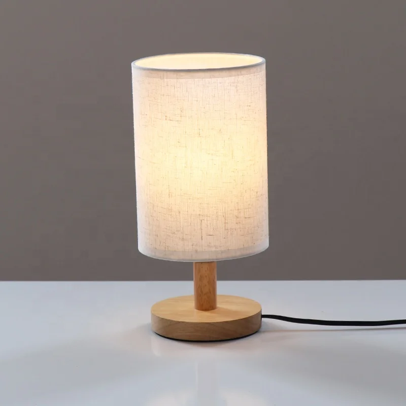 Decorative fabric Lamp Nordic Modern Style Hotel Desk E27 Wood Table Lamp With Lampshade Nordic simple high-end desk light