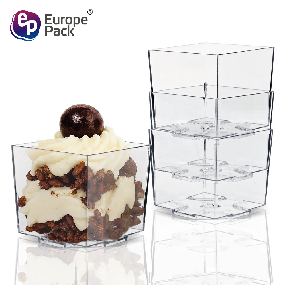 High quality mini disposable dessert square plastic cups with 60ml capacity