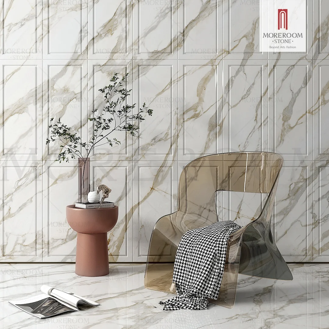 1200*2400*6 Large Format Polished Sintered Stone Marble Look Slabs Tile