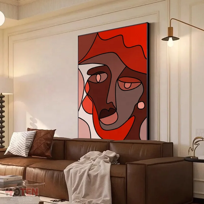 Modern simple portrait vertical oil painting pure hand-painted art abstract living room custom decorative painting