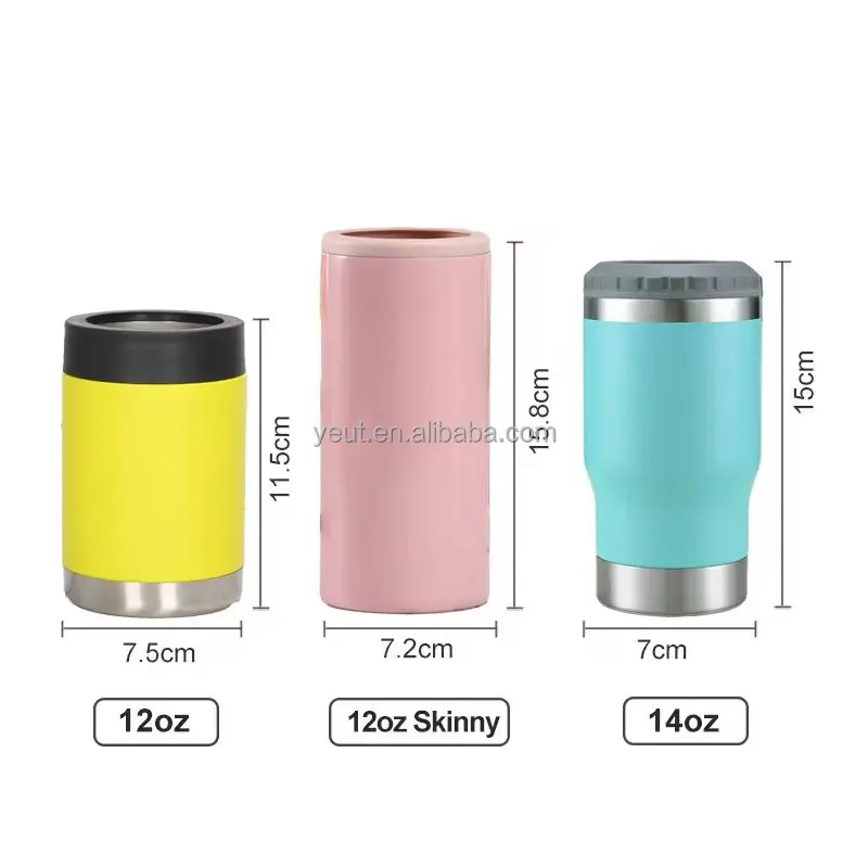 Double Wall Stainless Steel Vacuum Insulator Slim Skinny Can Cooler for 12oz Slim Cans
