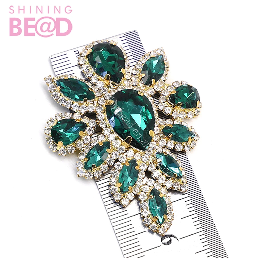 Hot selling glass diamond welding neckline crystal lace rhinestone applique embellishment for dress shoe