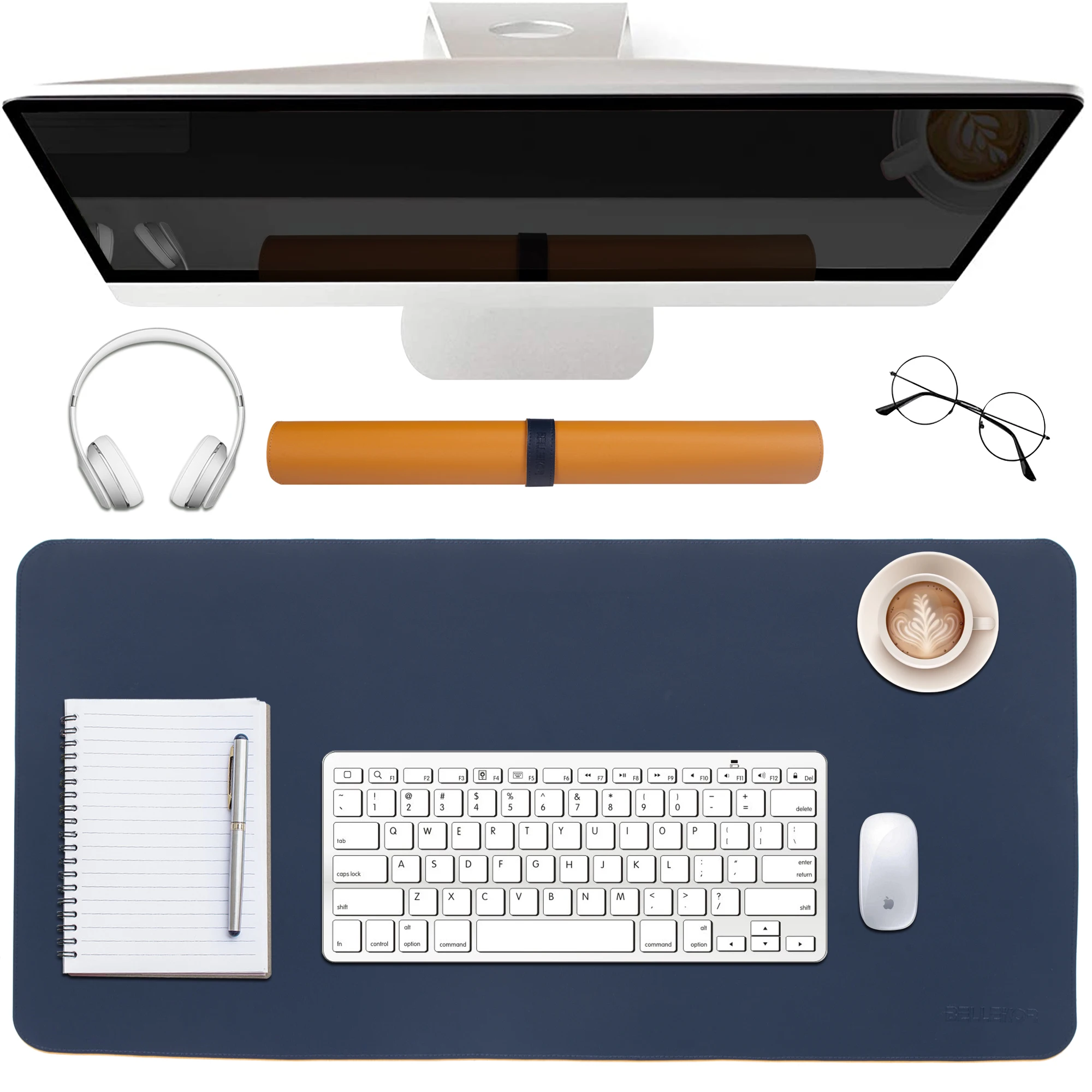 Factory customization Amazon Good Sale Waterproof Office Work Non-Slip Mouse Pad Leather Desk Mat