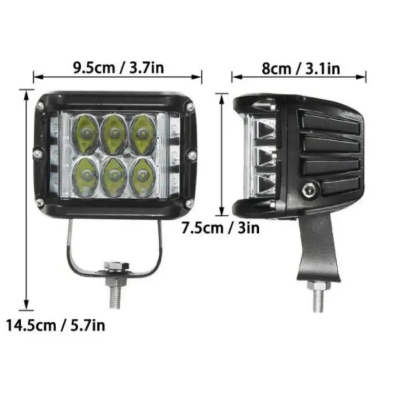 4inch 45W LED Work Light Bar Cube Side Shooter Pod White Amber Strobe Lamp SUV Truck LED Light Aluminum Alloy Car Work Light